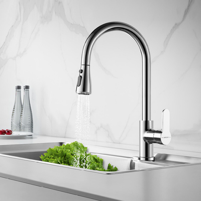 360 Rotating Pull Out Sprayer Kitchen Faucet Polished Surface