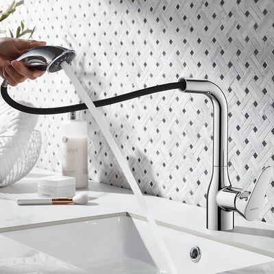 Stainless Steel Waterfall Faucet with Contemporary Design and Single Hole Installation for Bathroom