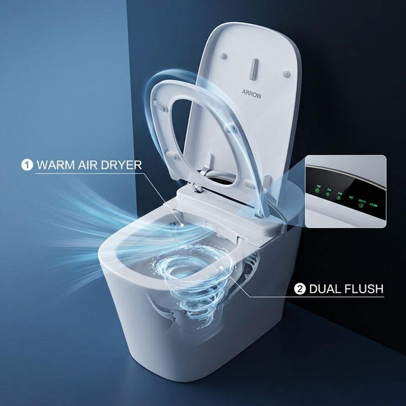 ARROW AM3008 Premium Smart Toilet Auto Deodorization Pro Heated Seat Auto Open & Close One Piece Sanitary